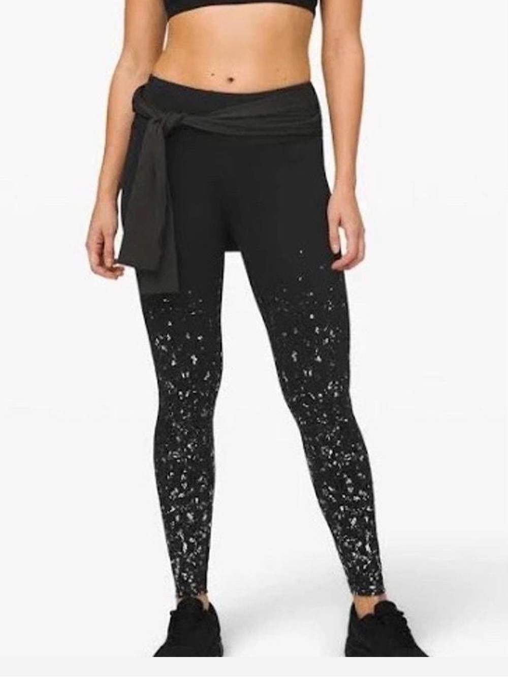 Lululemon Speed Wunder Tight Leggings Speckle Shine in Black/Silver Size